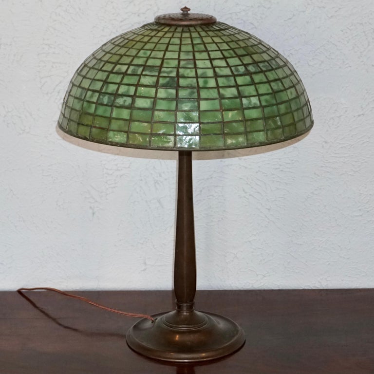 Tiffany Studios Green “Geometric” Table Lamp at 1stDibs green tiffany