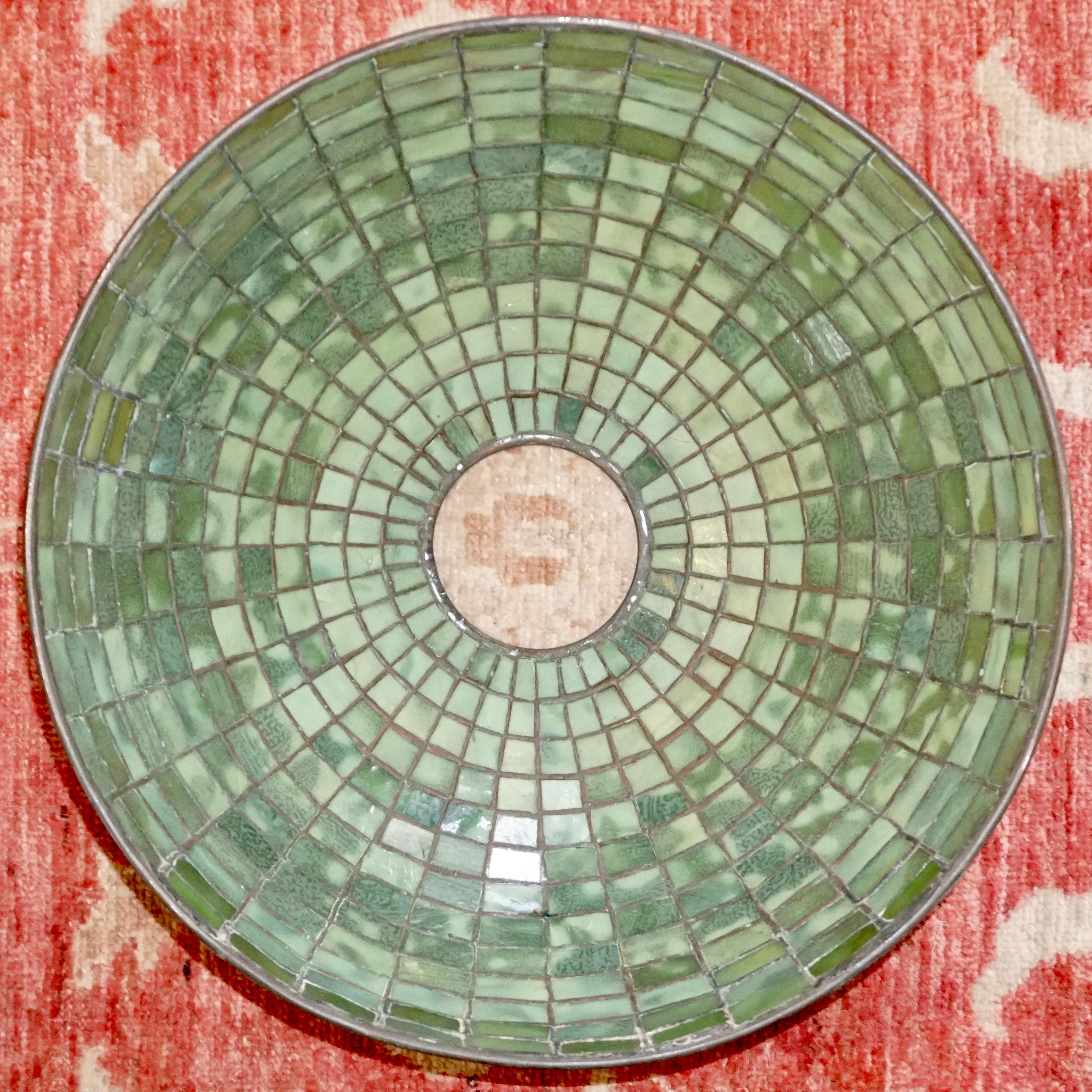 American Tiffany Studios Green “Geometric” Table Lamp