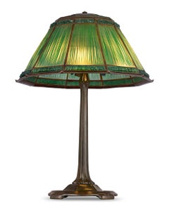Tiffany Studios Green Linenfold Lamp