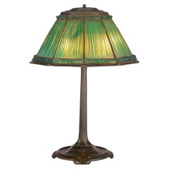 Vintage Tiffany Studios Green Linenfold Lamp