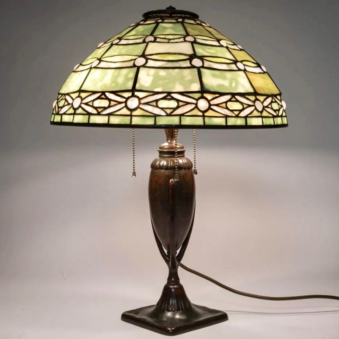 American Tiffany Studios Jeweled Blossom Table Lamp For Sale