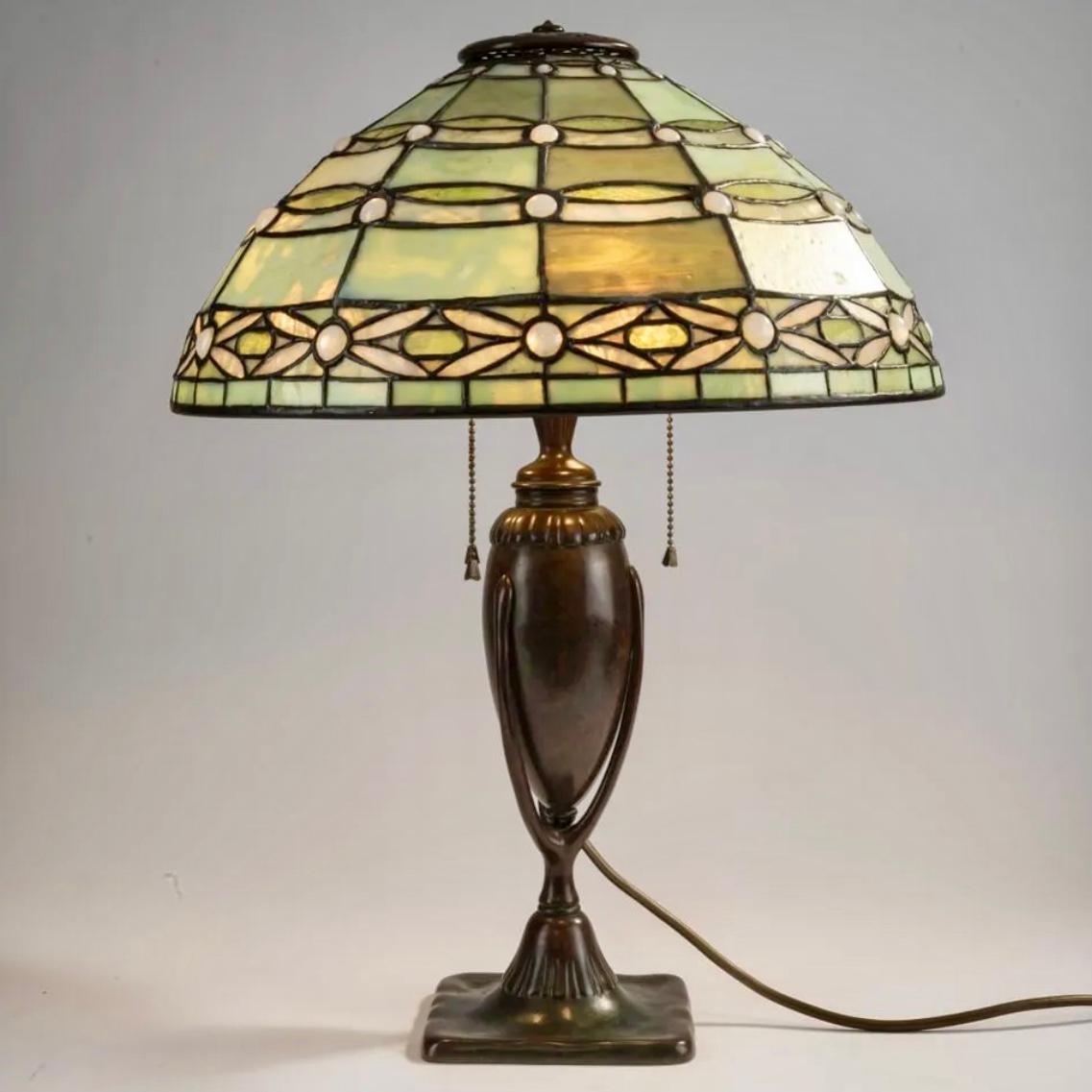 Cast Tiffany Studios Jeweled Blossom Table Lamp For Sale