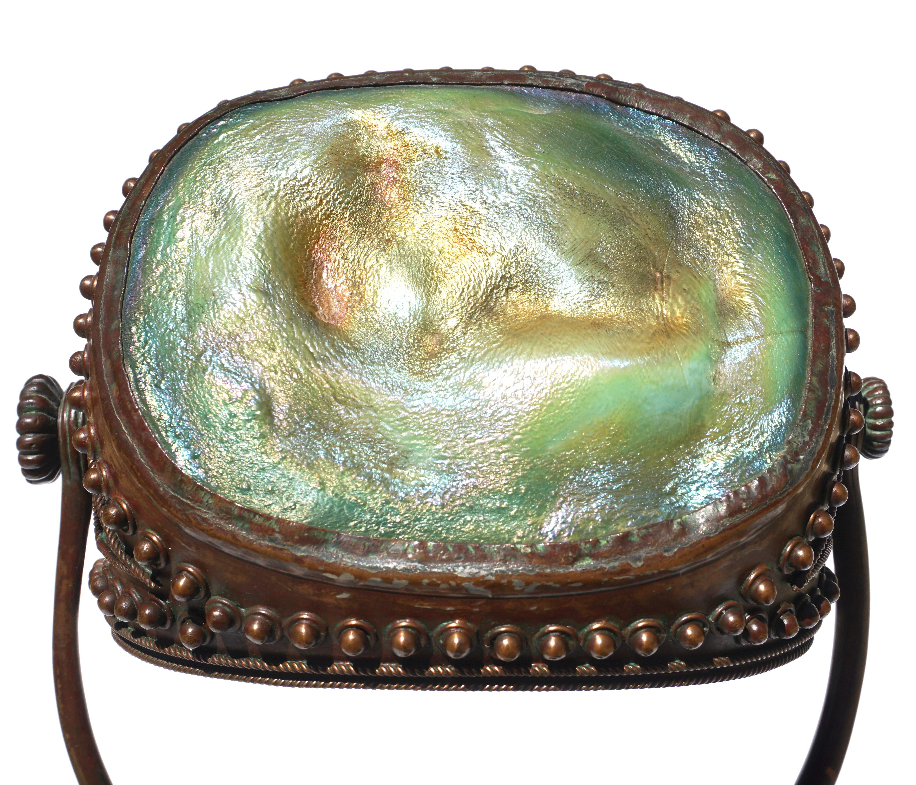 American Tiffany Studios Jeweled Turtle Back Table Lamp