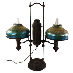 Used Tiffany Studios Lamp Base with Favrille Shades
