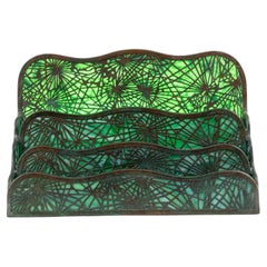 Antique Tiffany Studios Large Letter Rack, Pine Needle Pattern, ca. 1905