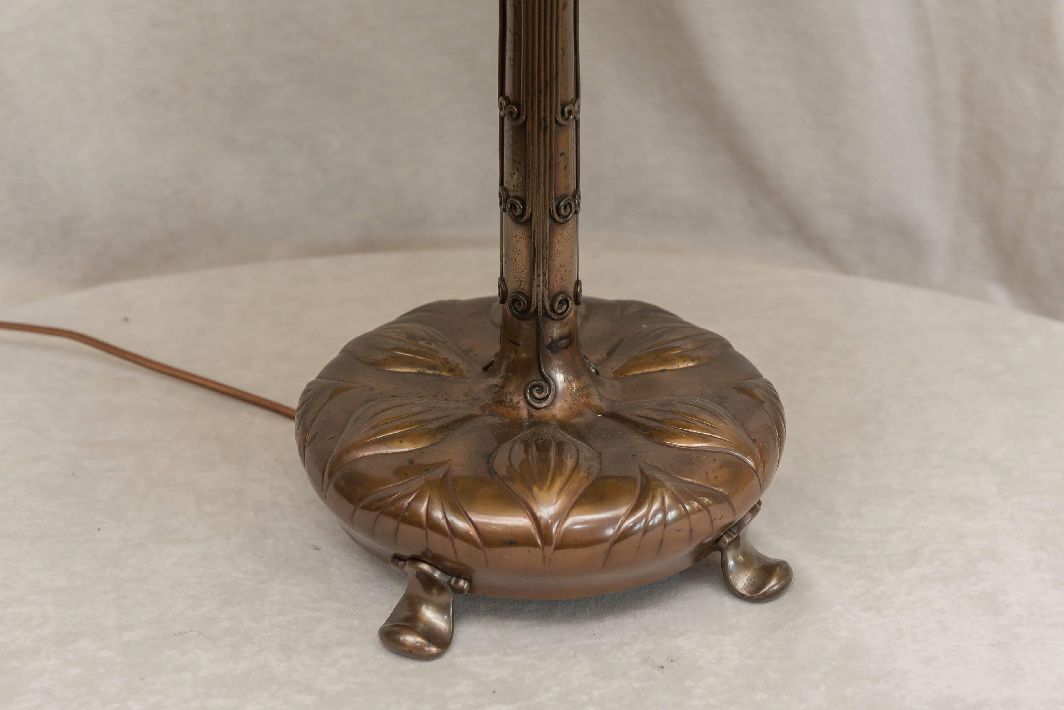 American Tiffany Studios Large Linenfold Lamp