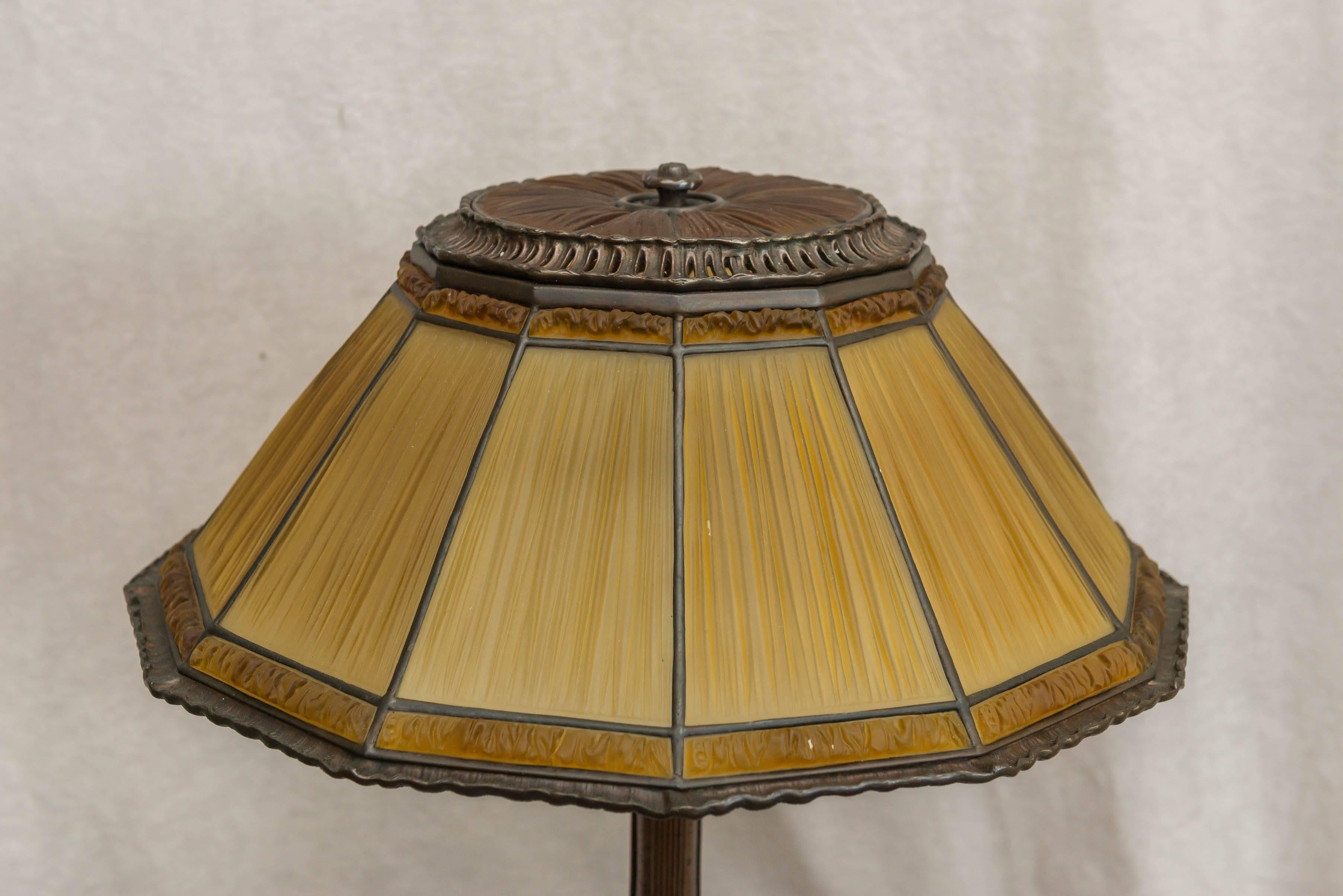 Hand-Crafted Tiffany Studios Large Linenfold Lamp