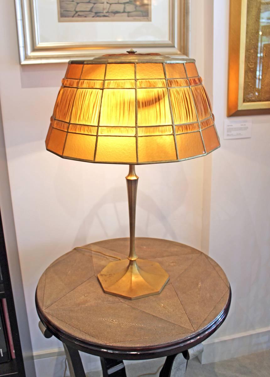 Art Deco Tiffany Studios Linen-Fold Table Lamp