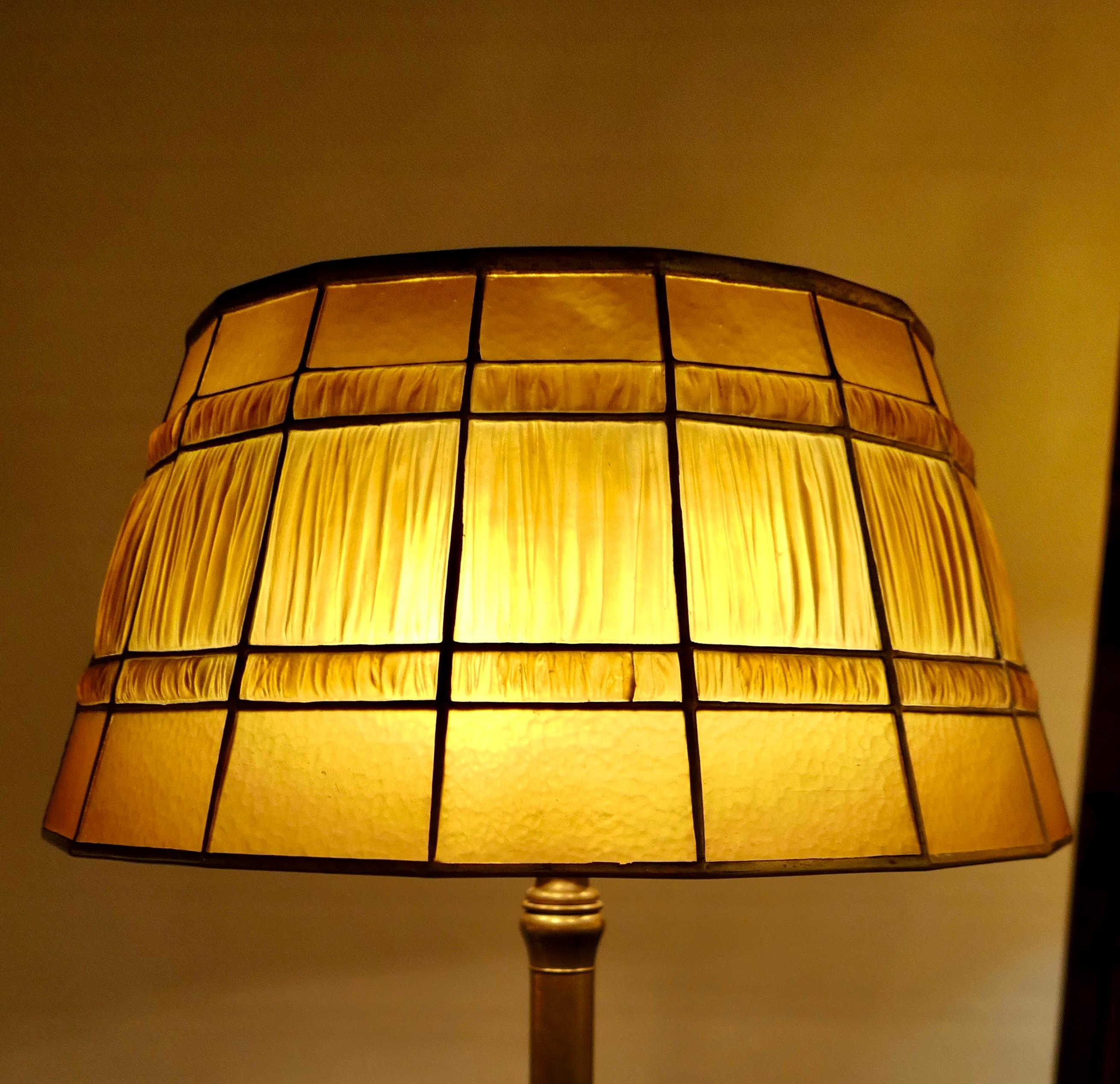 Art Nouveau Tiffany Studios Linenfold Floor Lamp For Sale