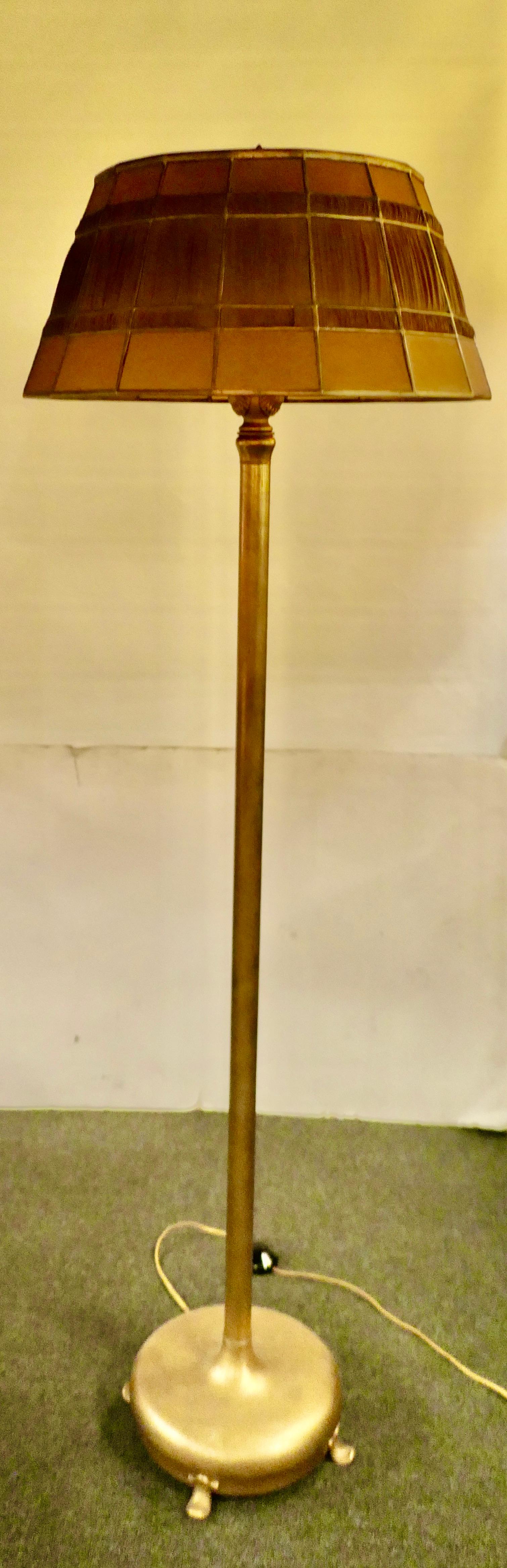 American Tiffany Studios Linenfold Floor Lamp For Sale