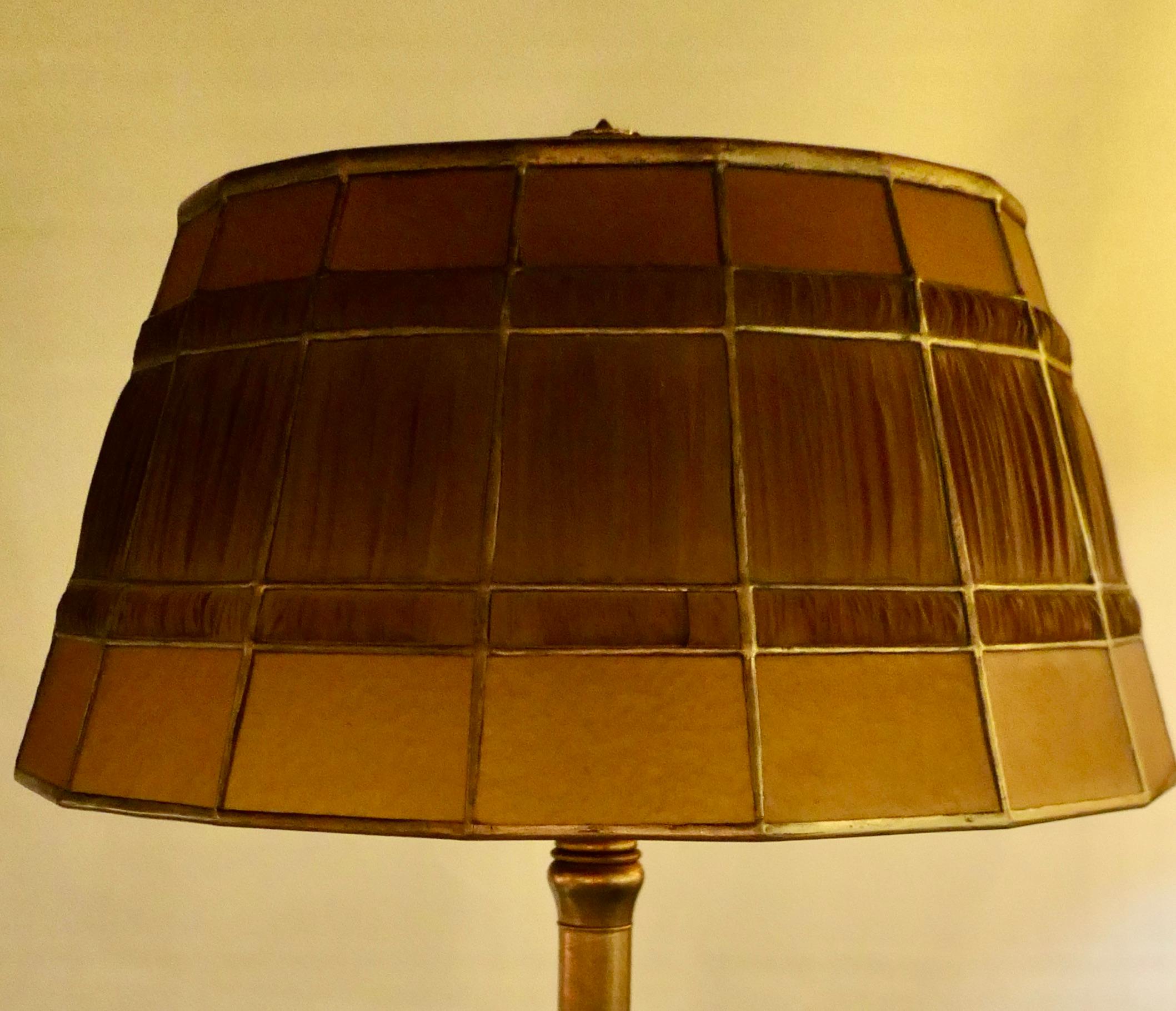 Patinated Tiffany Studios Linenfold Floor Lamp For Sale