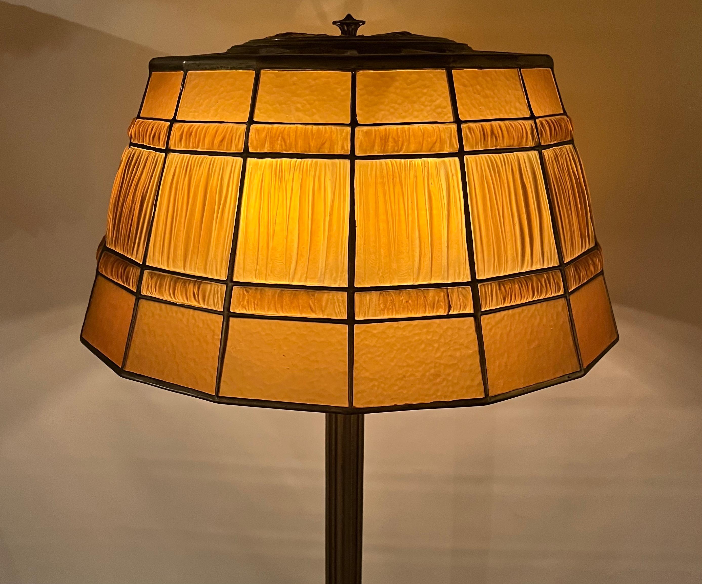 20th Century Tiffany Studios Linenfold Floor Lamp For Sale