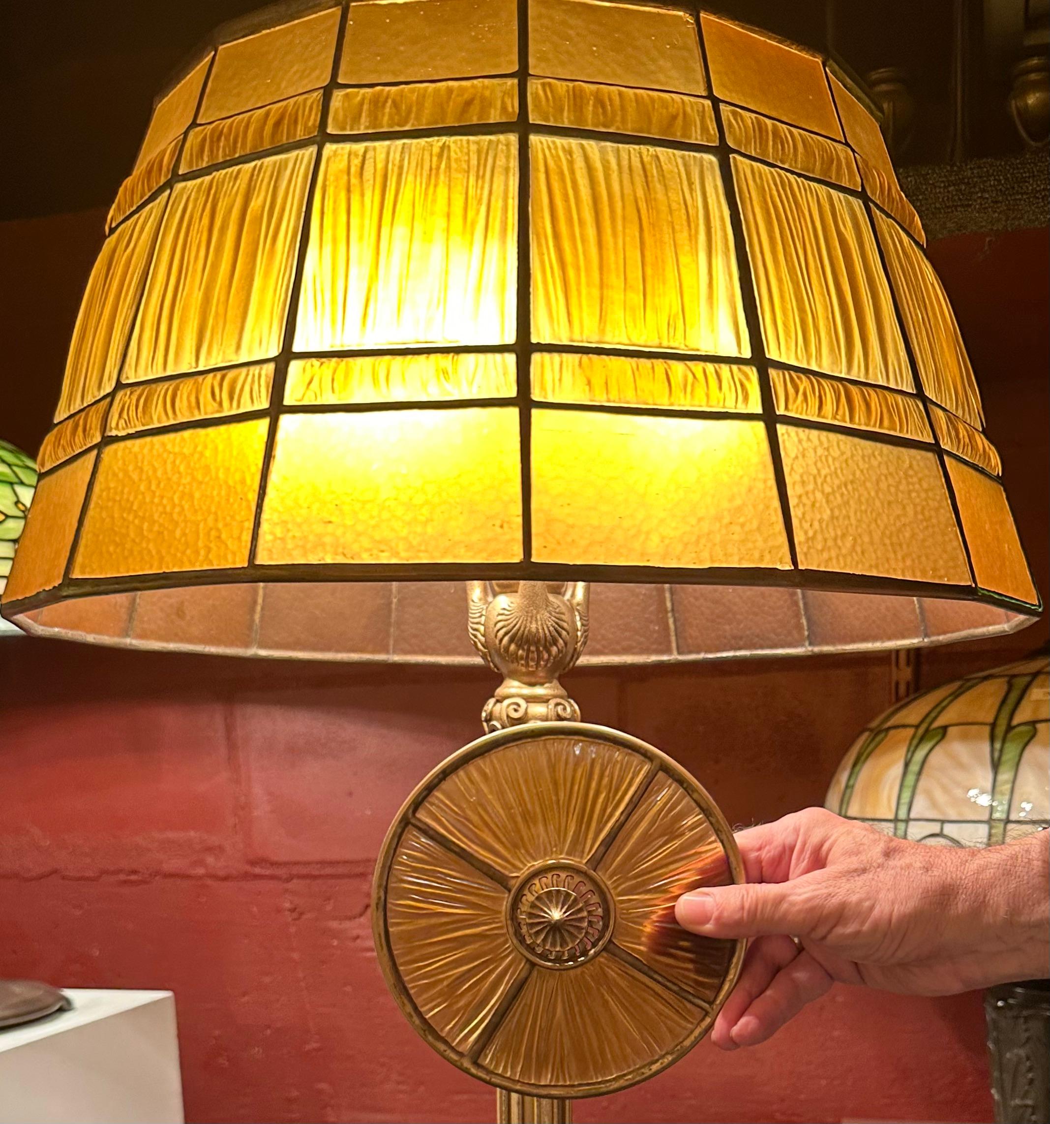 Bronze Tiffany Studios Linenfold Floor Lamp For Sale