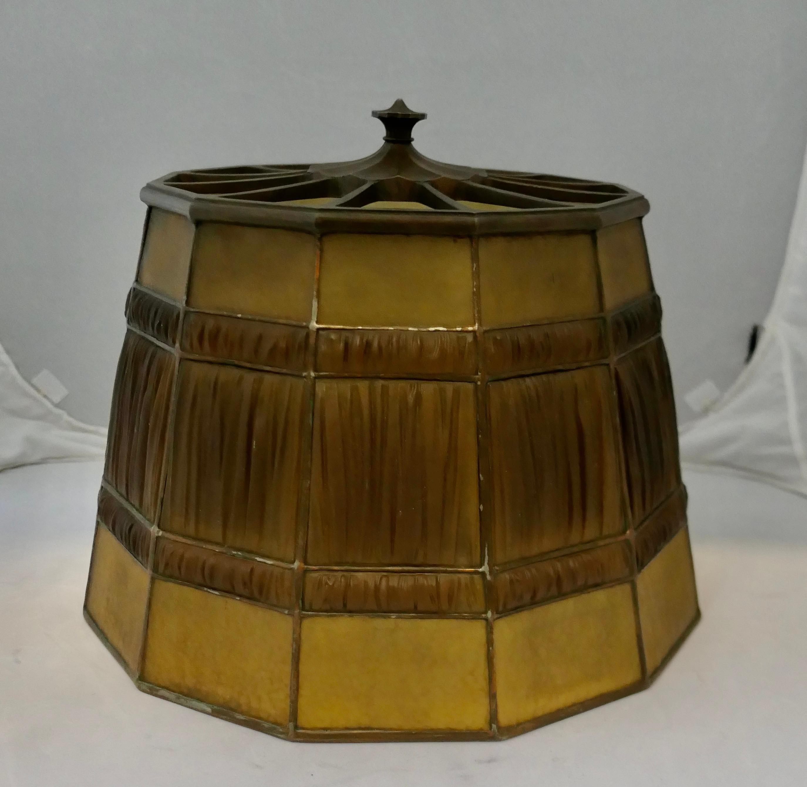 American Tiffany Studios Linenfold Lamp For Sale