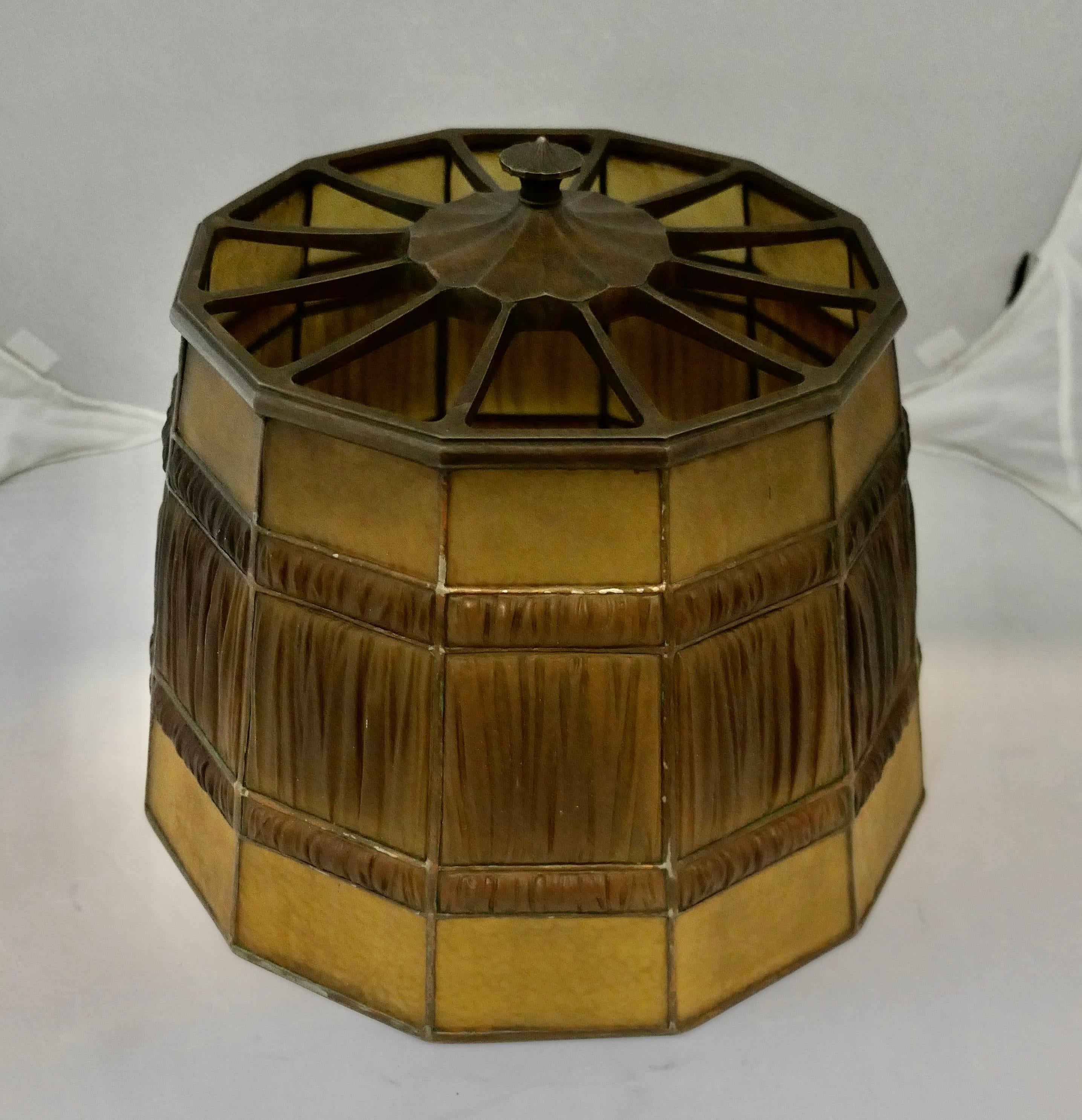 Patinated Tiffany Studios Linenfold Lamp