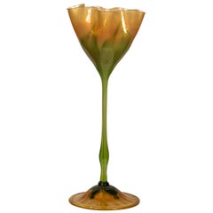 Tiffany Studios Monumental Floriform Favrile Glass Vase Engraved L.C.T. T1227