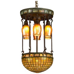 Tiffany Studios Moresque Turtleback Tile Chandelier