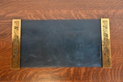 Tiffany Studios New Grapevine Bronze Doré Blotter Ends With Leather Desk Blotter