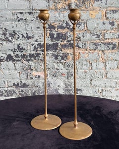 Tiffany Studios New York 1213 Gilt Bronze Candlesticks