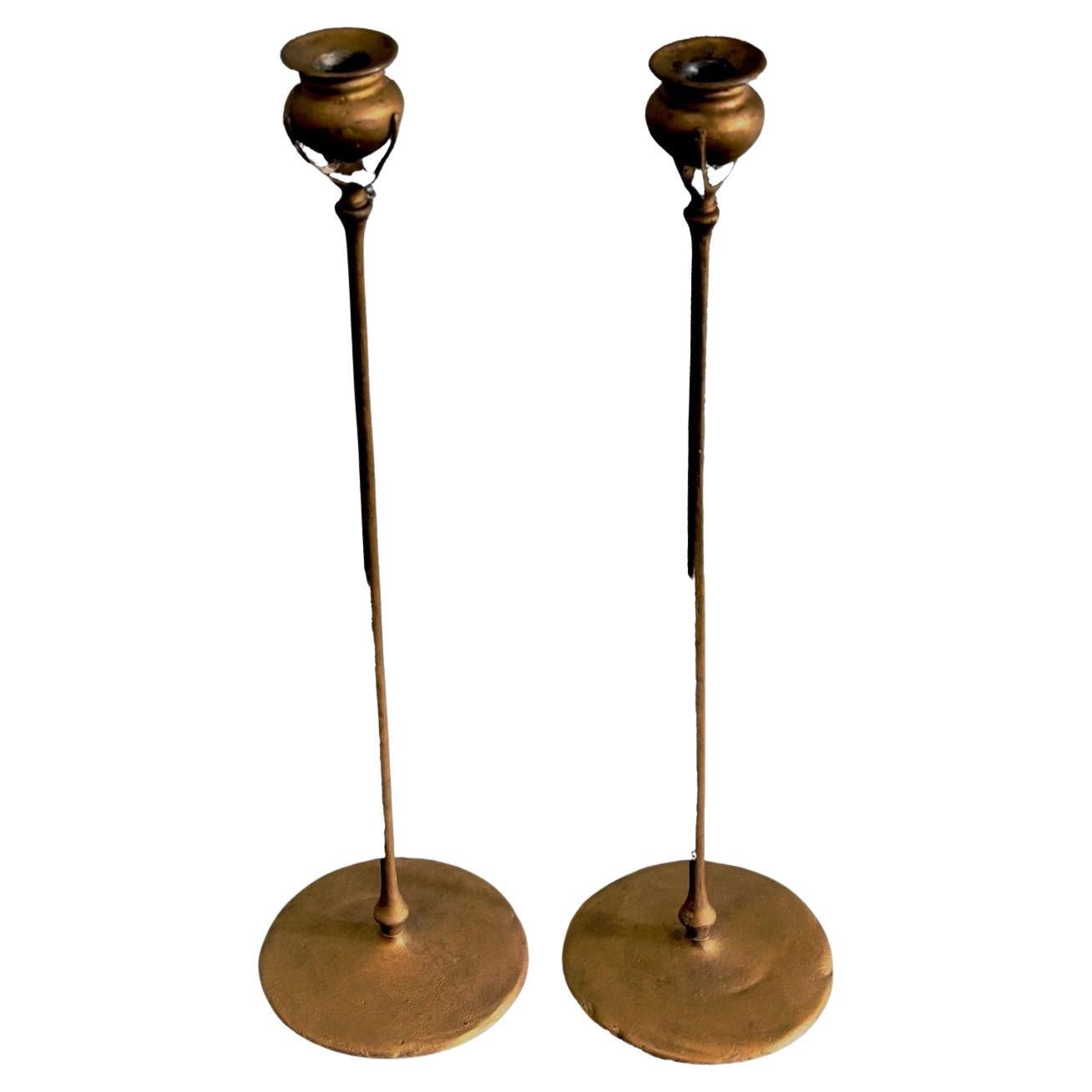 Tiffany Studios New York 1213 chandeliers en bronze doré en vente