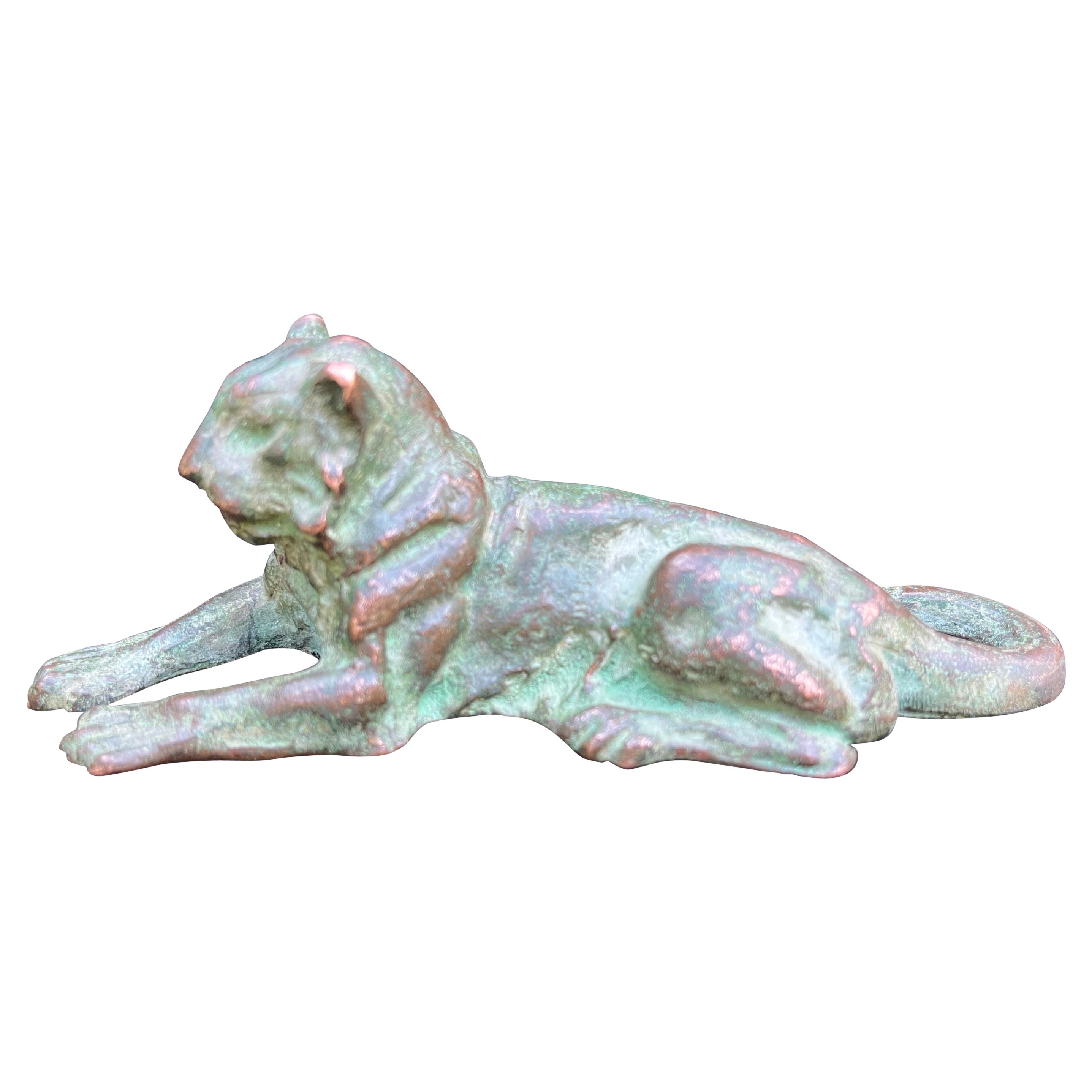 Tiffany Studios New York 1920s Bronze Lion Paperweight Desk Accessory Sculpture