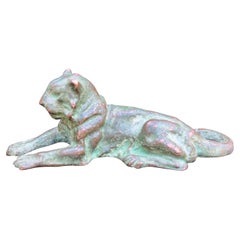 Tiffany Studios New York 1920s Bronze Lion Paperweight Desk Accessory Sculpture