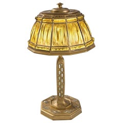 Antique Tiffany Studios New York "Abalone Linenfold" Desk Lamp