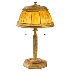 Antique Tiffany Studios New York "Abalone Linenfold" Desk Lamp