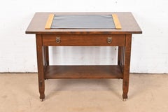 Tiffany Studios New York "Adam" Bronze Doré Blotter Ends With Leather Blotter