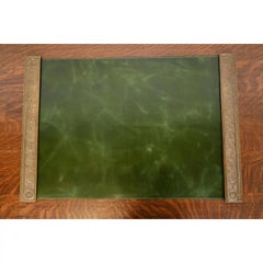 Tiffany Studios New York "Adam" Bronze Doré Blotter Ends With Leather Blotter