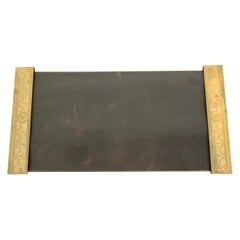 Tiffany Studios New York "Adam" Bronze Doré Blotter Ends With Leather Blotter