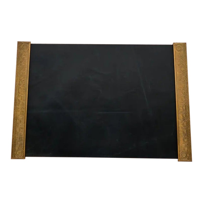 Tiffany Studios New York "Adam" Bronze Doré Schreibunterlage mit Leder Schreibtisch Schreibunterlage