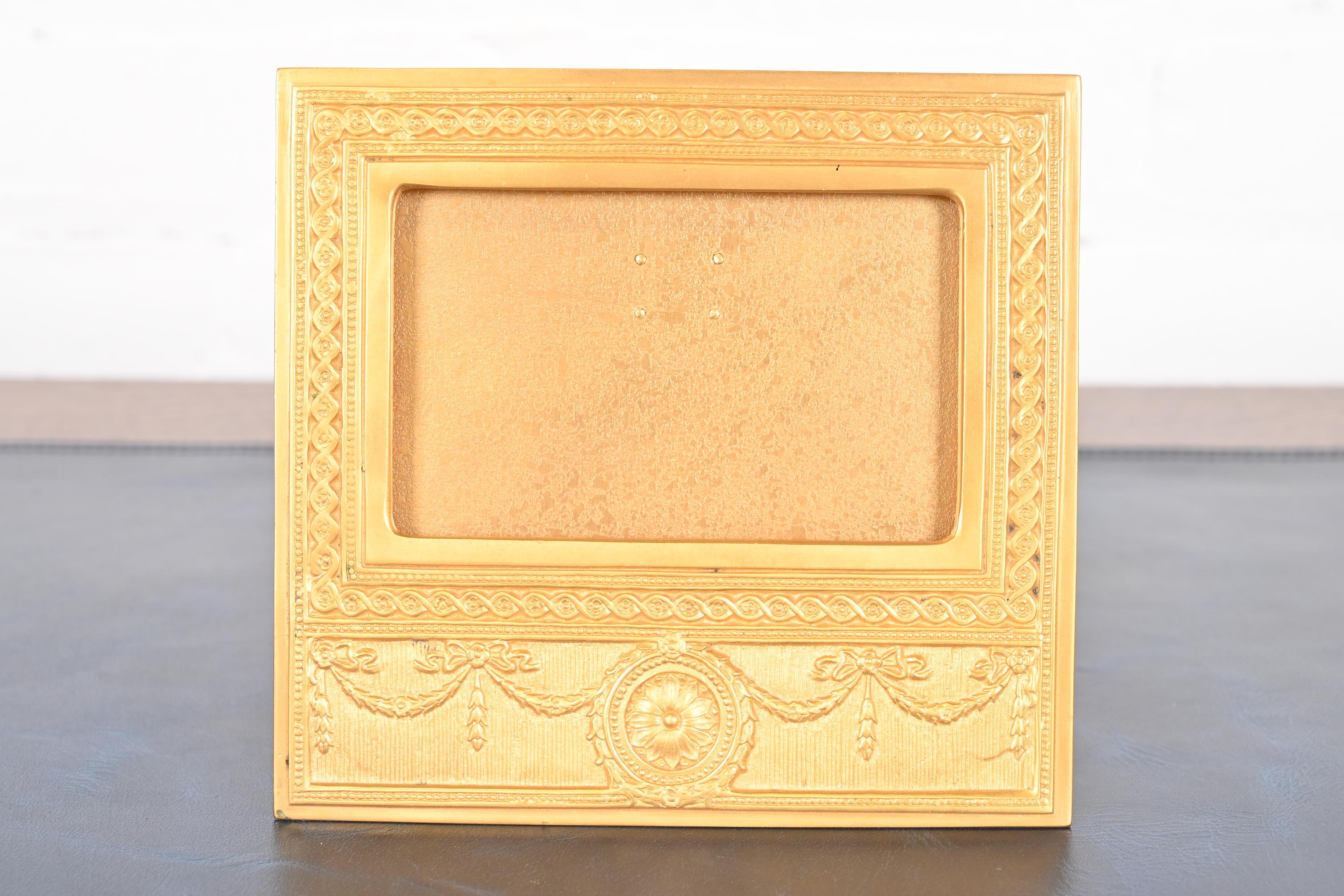 Art Deco Tiffany Studios New York Adam Bronze Doré Desk Calendar Frame or Picture Frame For Sale