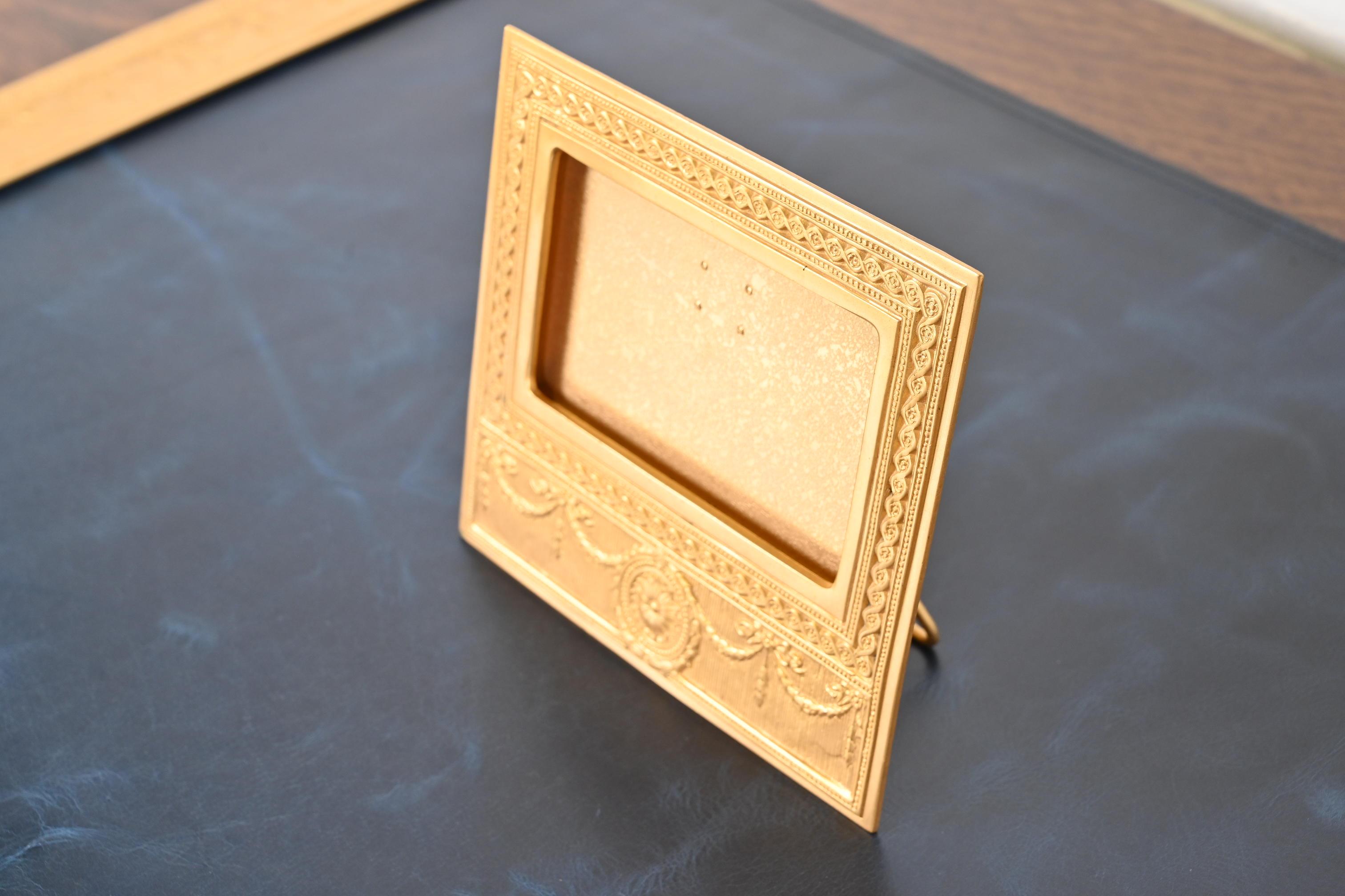 American Tiffany Studios New York Adam Bronze Doré Desk Calendar Frame or Picture Frame For Sale