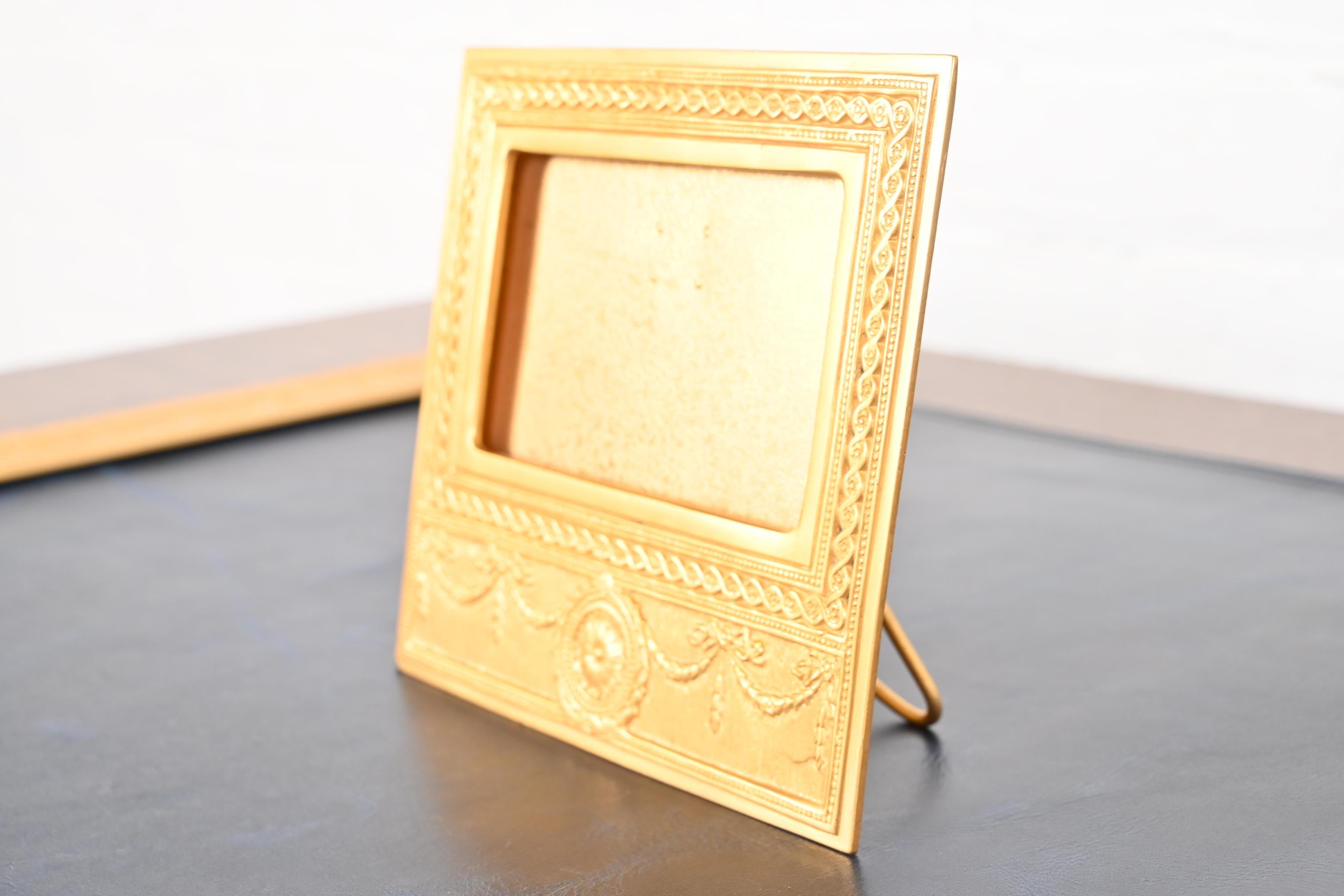 Tiffany Studios New York Adam Bronze Doré Desk Calendar Frame or Picture Frame In Good Condition For Sale In South Bend, IN