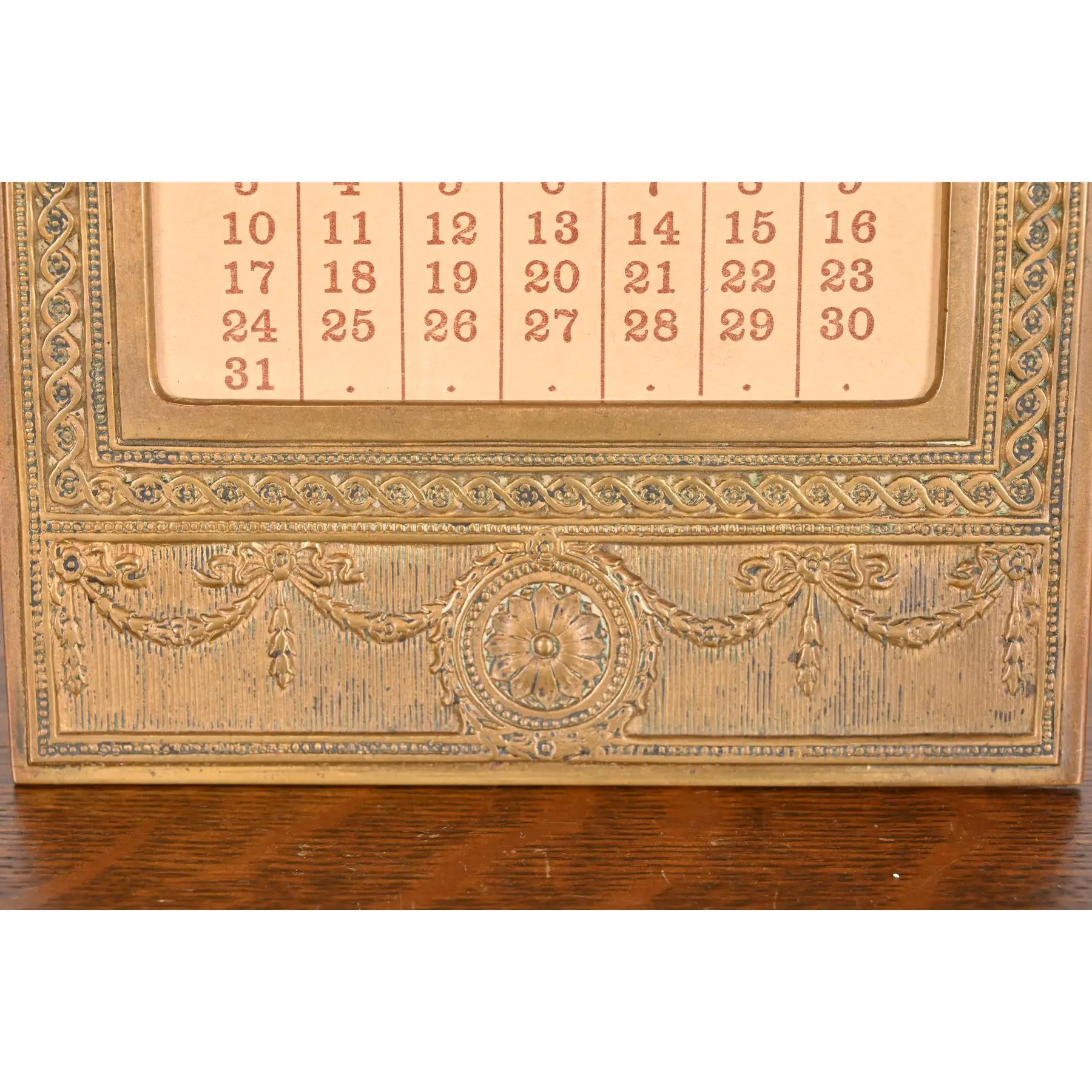 Tiffany Studios New York Adam Bronze Doré Desk Calendar Frame or Picture Frame For Sale 1