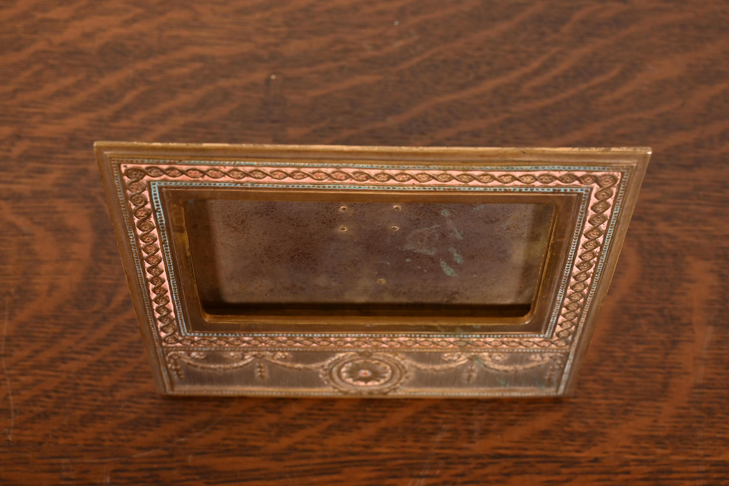 Tiffany Studios New York Adam Bronze Doré Desk Calendar Frame or Picture Frame For Sale 1