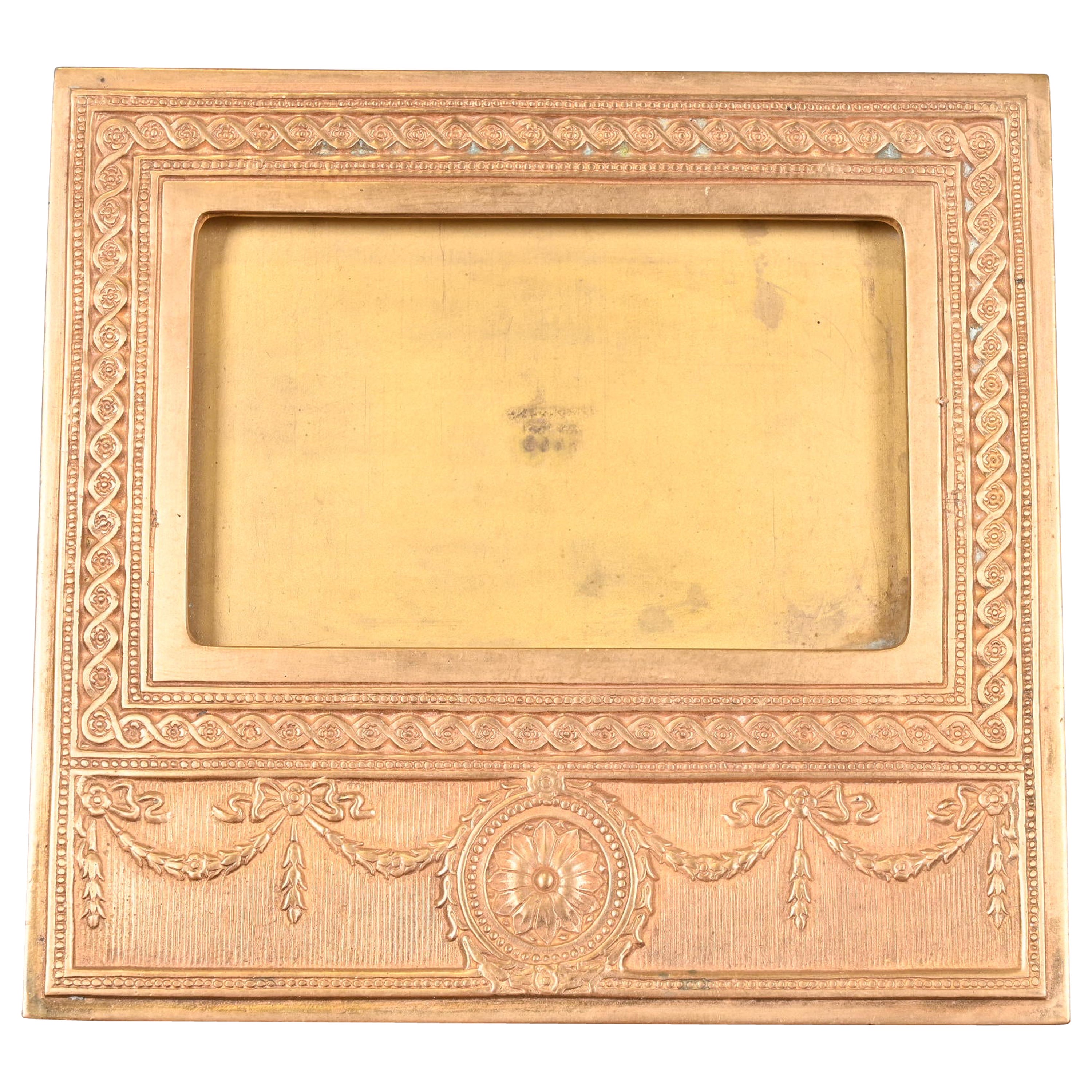 Tiffany Studios New York Adam Bronze Doré Desk Calendar Frame or Picture Frame