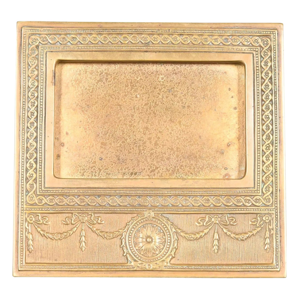 Tiffany Studios New York "Adam" Bronze Doré Desk Calendar Frame or Picture Frame For Sale