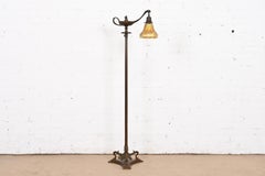 Tiffany Studios New York Aladdin Bronze and Favrile Glass Floor Lamp