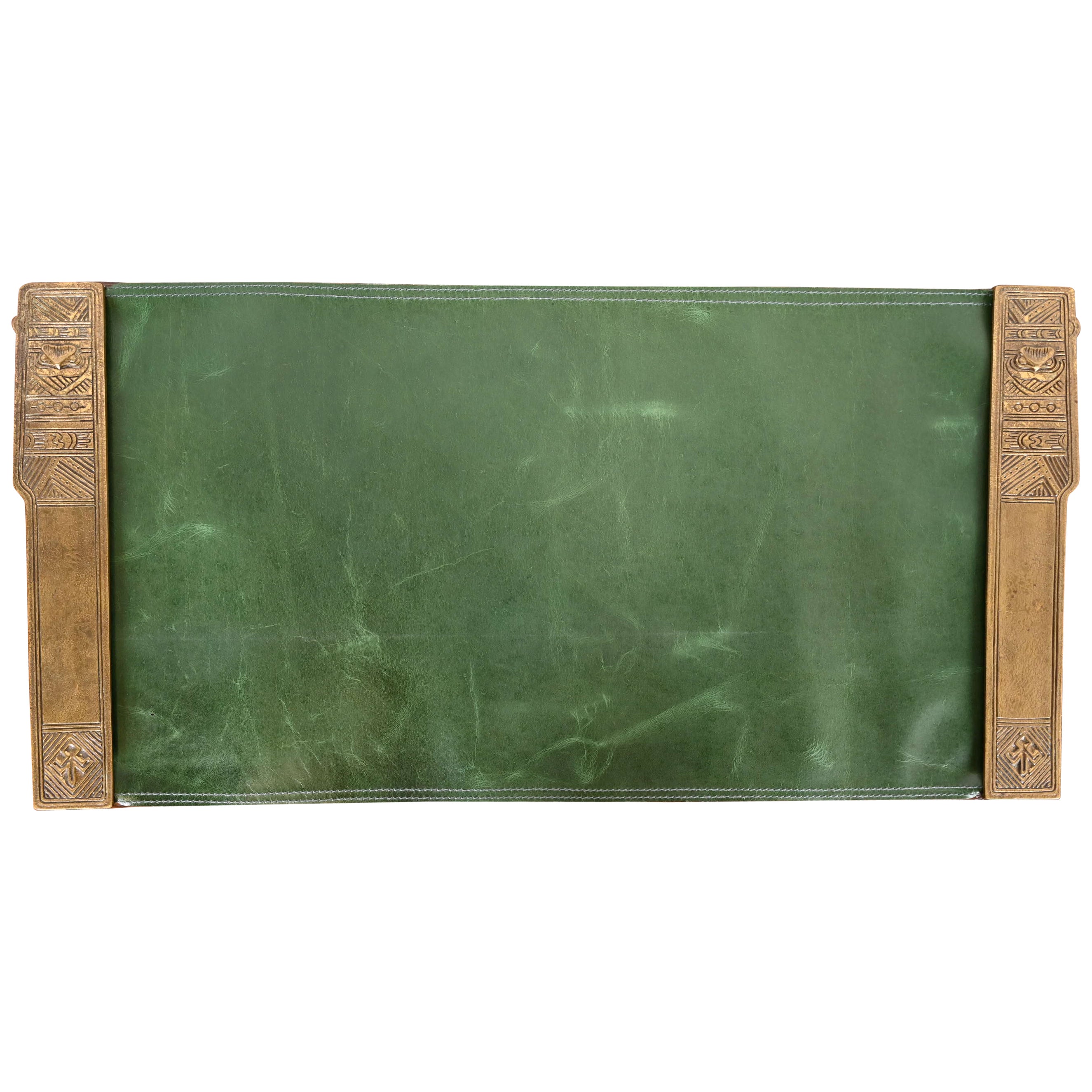 Tiffany Studios New York American Indian Bronze Blotter Ends With Leather Pad