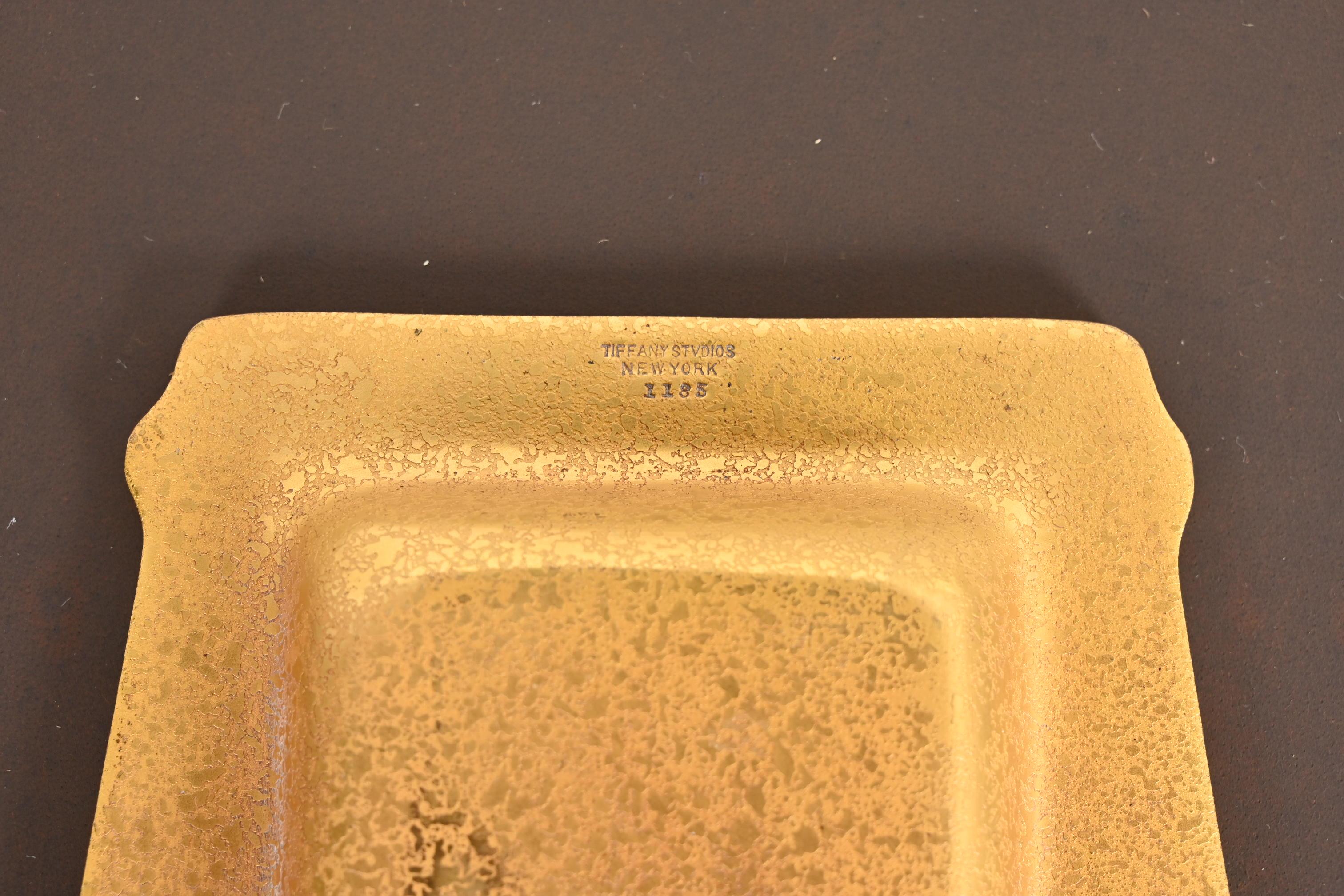 Tiffany Studios New York American Indian Bronze Doré Pen Tray 3