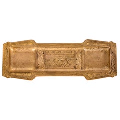 Tiffany Studios New York "American Indian" Gilt Bronze Pen Tray, Circa 1910