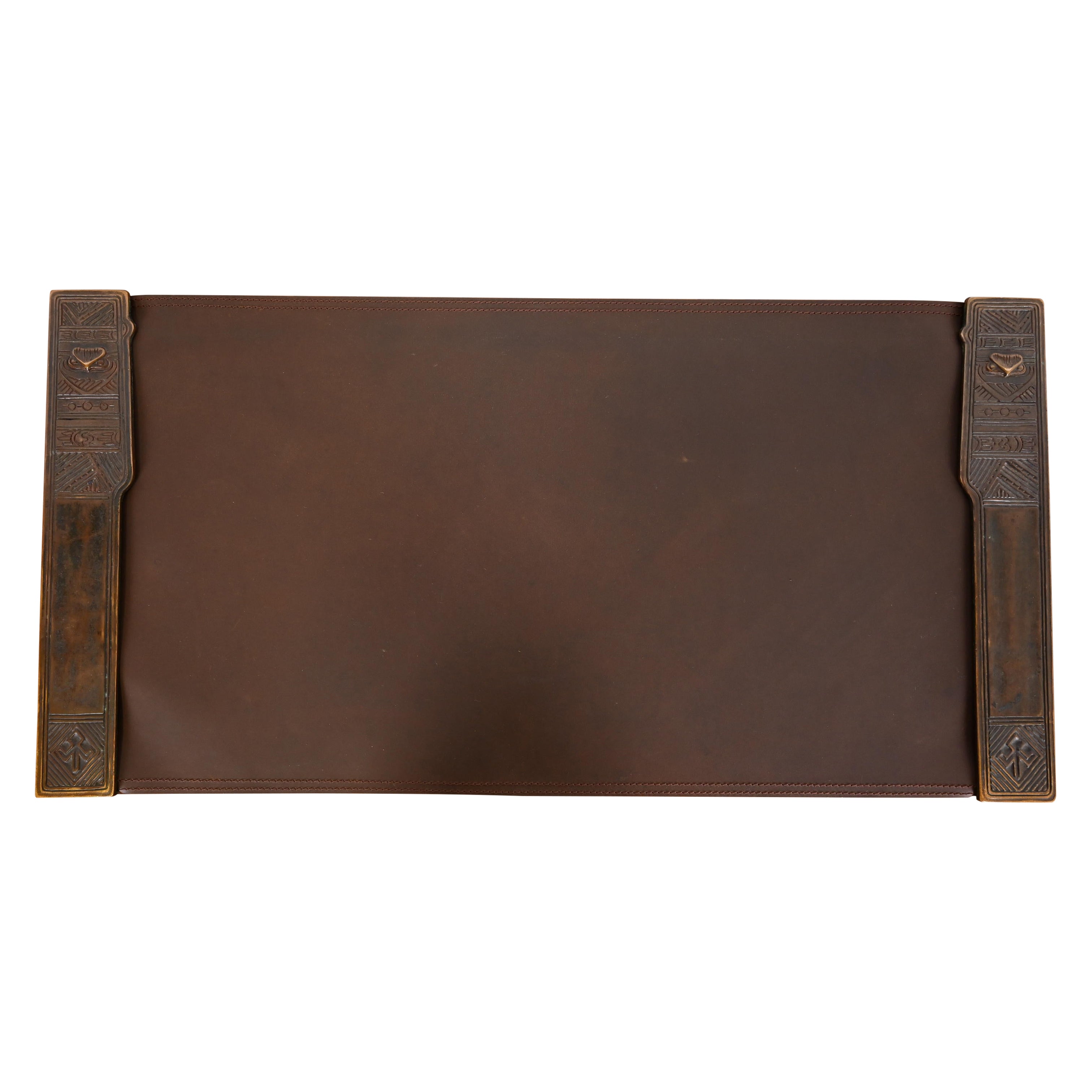 Tiffany Studios New York American Indian Patinated Bronze Blotter Ends