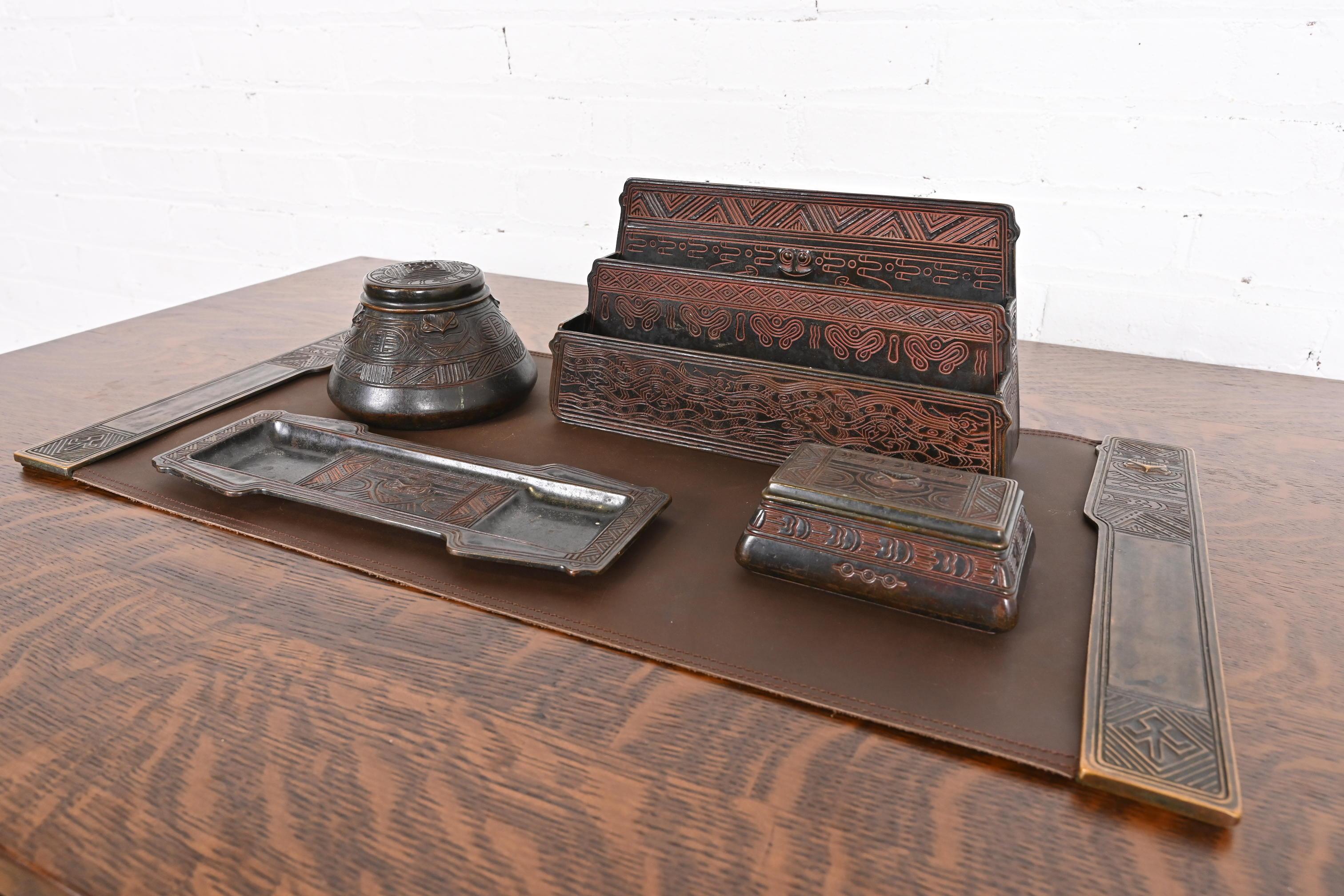 Tiffany Studios New York American Indian Patinated Bronze Letter Rack 7