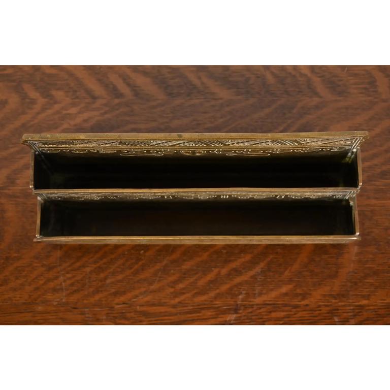 Tiffany Studios New York American Indian Pattern Bronze Letter Rack For Sale 1