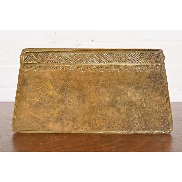 Tiffany Studios New York American Indian Pattern Bronze Letter Rack For Sale 4