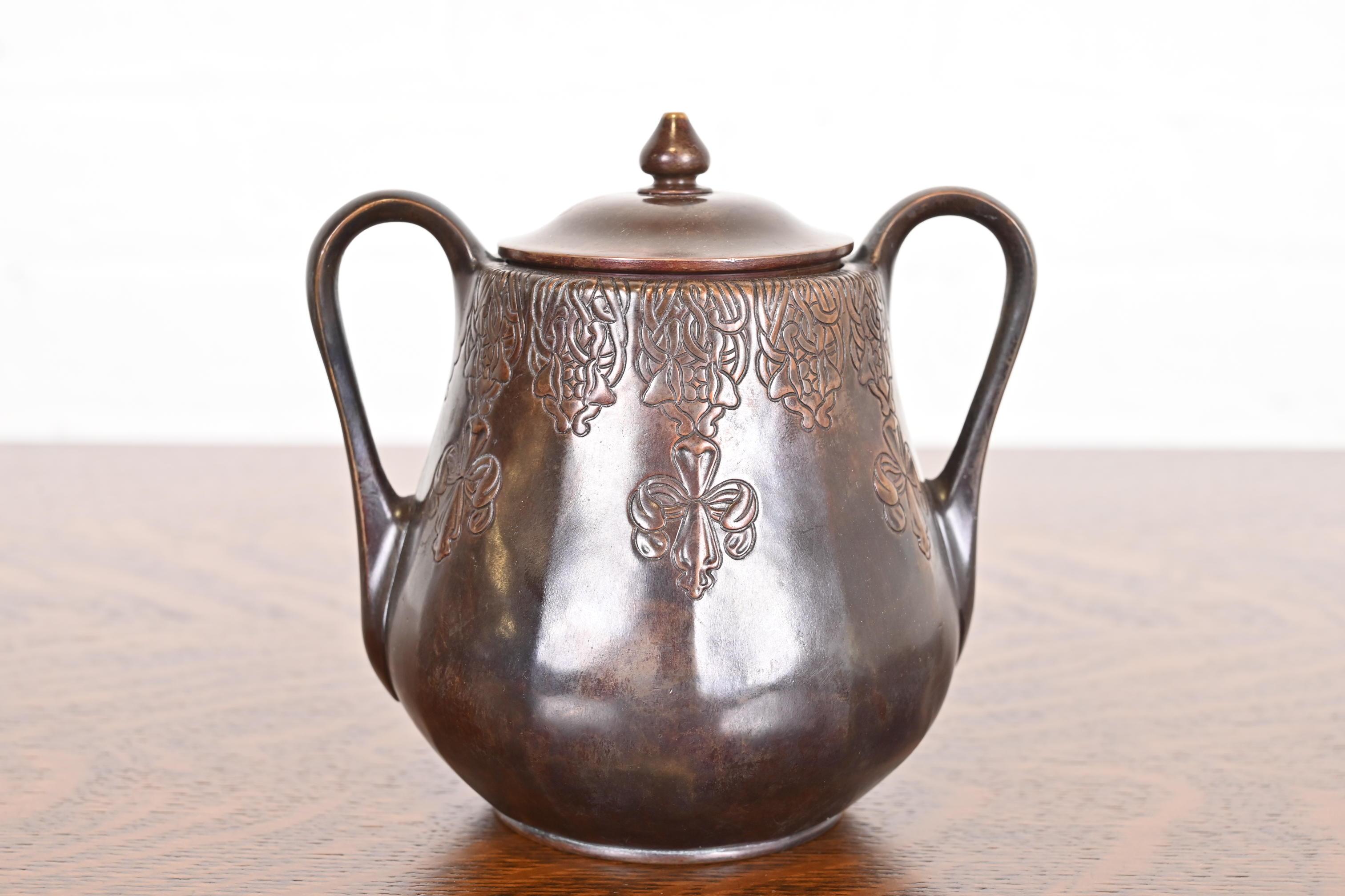 Tiffany Studios New York Antique Arts & Crafts Copper Coffee or Tea Service Set 4