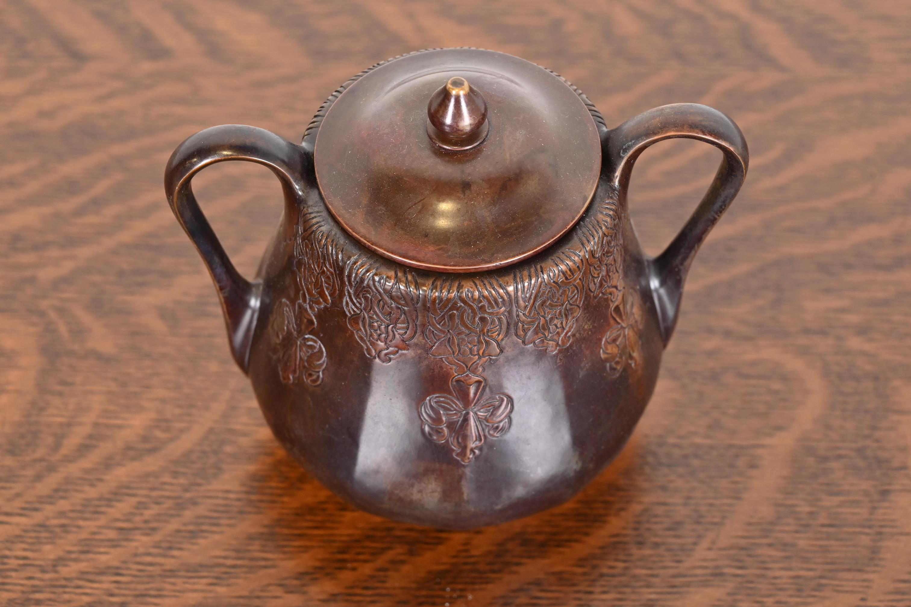 Tiffany Studios New York Antique Arts & Crafts Copper Coffee or Tea Service Set 5