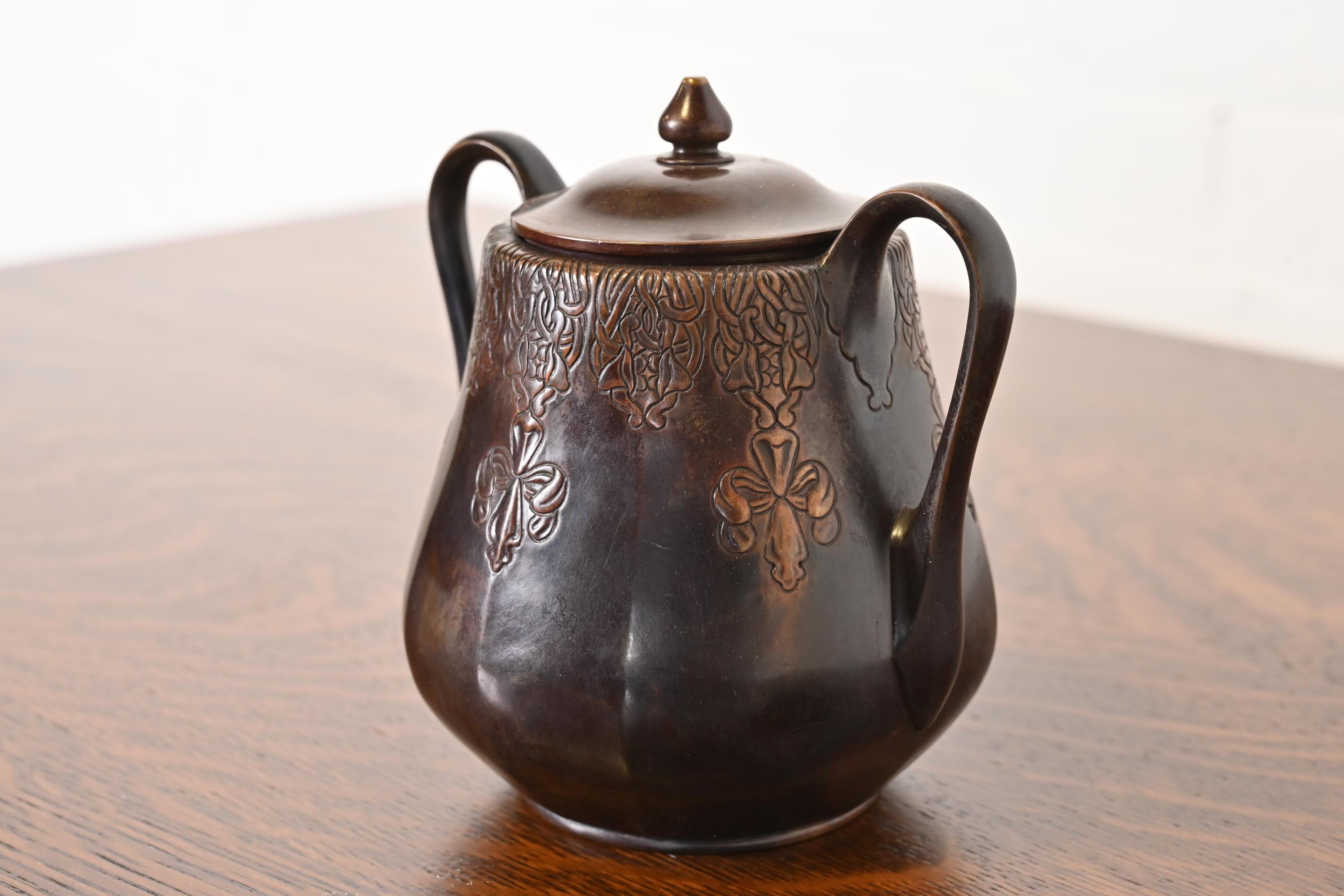 Tiffany Studios New York Antique Arts & Crafts Copper Coffee or Tea Service Set 6
